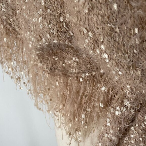 NWT Muche et Muchette Opa Rose Gold Fringed Textured Knit Cardigan Shawl OS - Picture 8 of 11